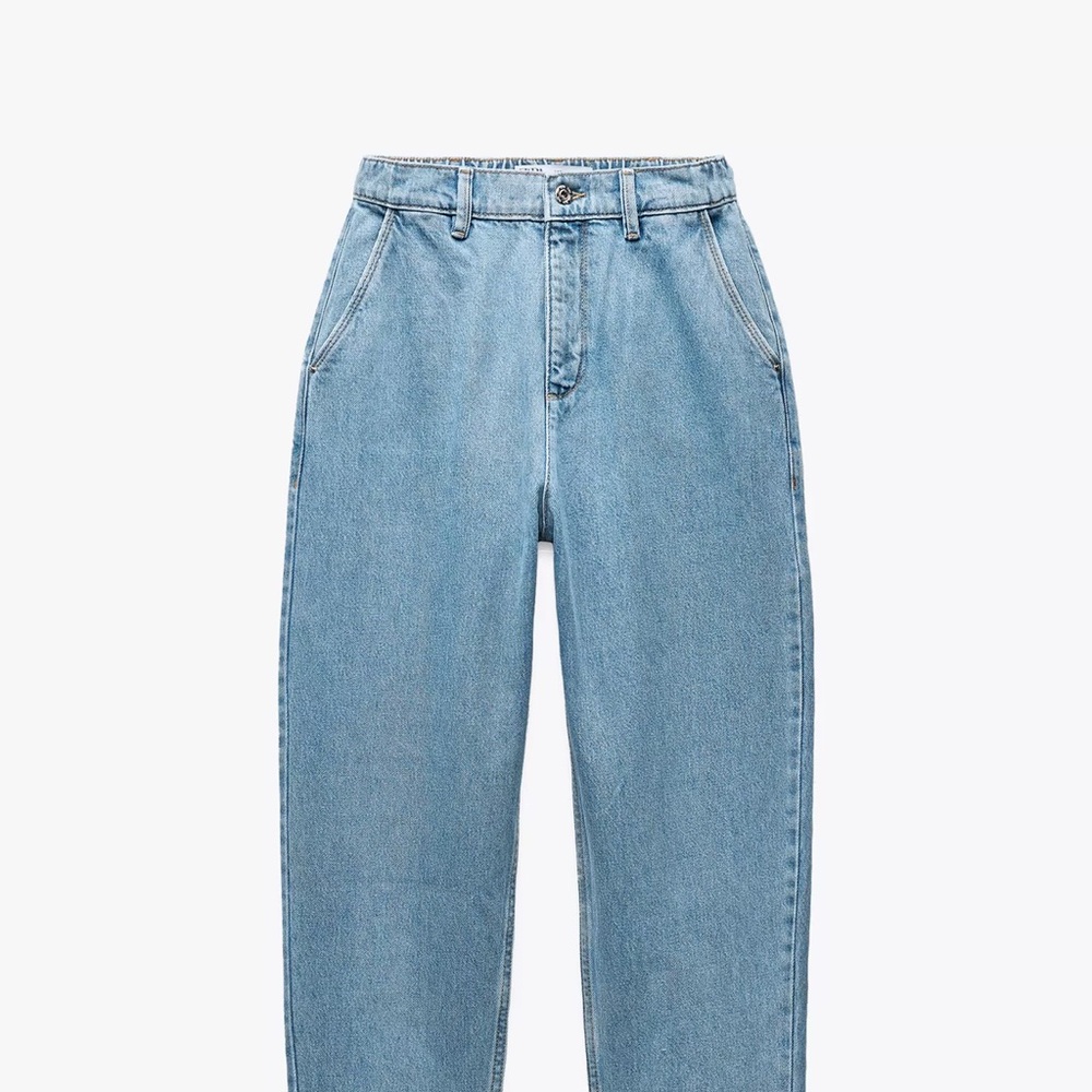 Zara Light Blue Tapered High Rise Women's Jeans